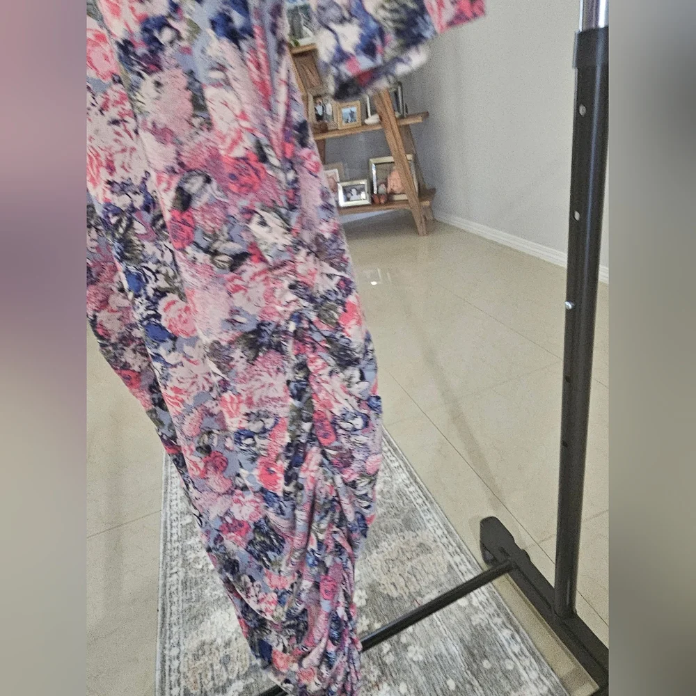 Motherhood Maternity Pink and Blue Floral Midi Sz Small
